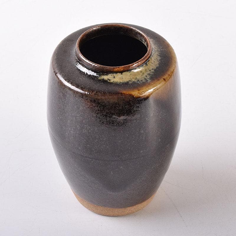 茶道具　膳所焼　淡海ぜぜ　陽炎園造　肩衝茶入　仕覆付　共箱　V　7271