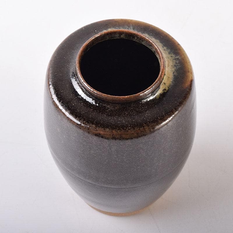 茶道具　膳所焼　淡海ぜぜ　陽炎園造　肩衝茶入　仕覆付　共箱　V　7271