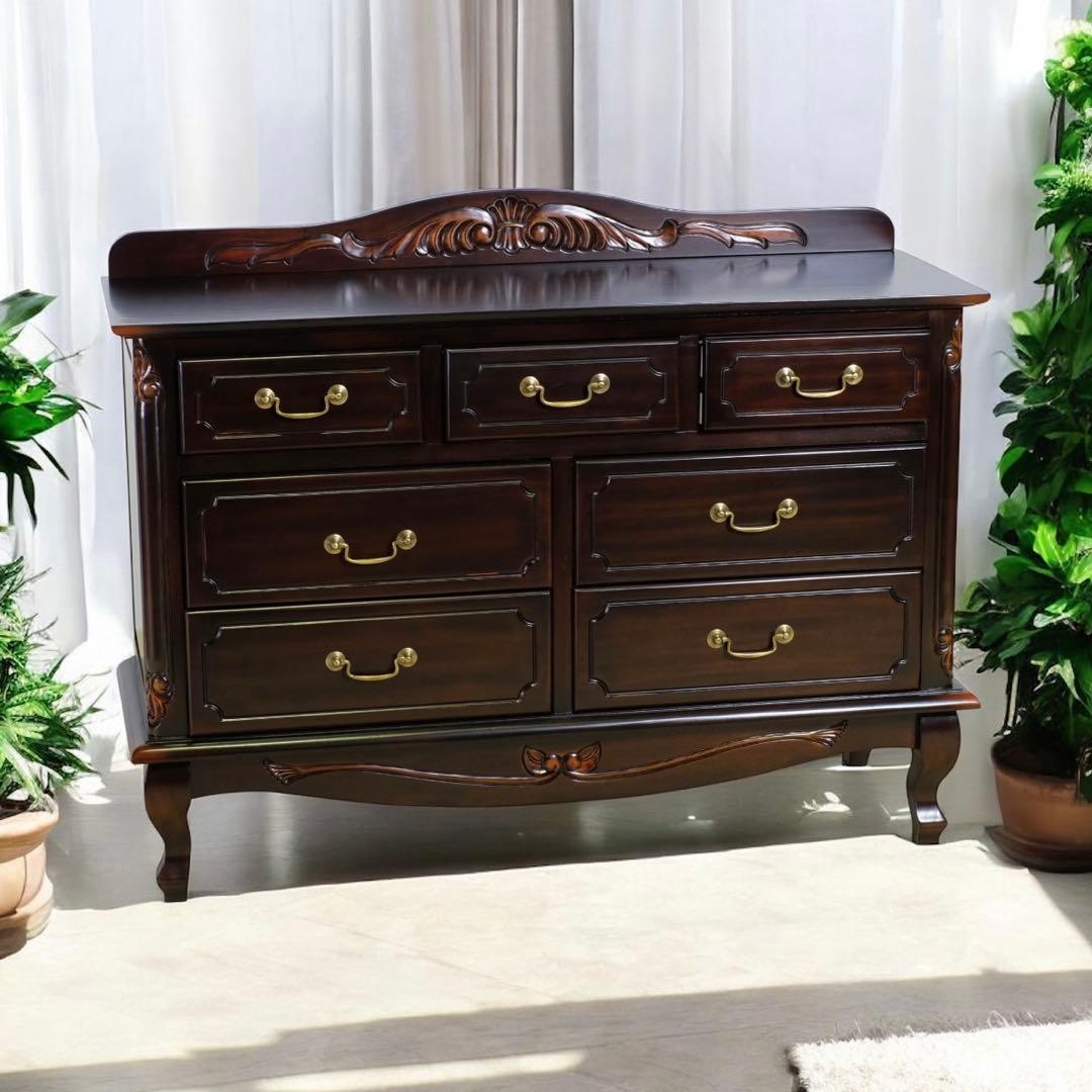 D 新品 チェスト 110cm アンティーク タンス リビング収納 衣類収納