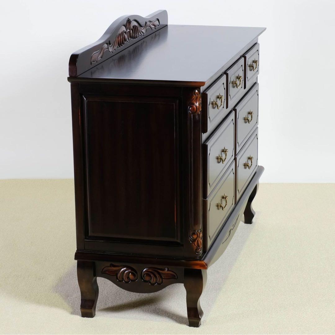 D 新品 チェスト 110cm アンティーク タンス リビング収納 衣類収納