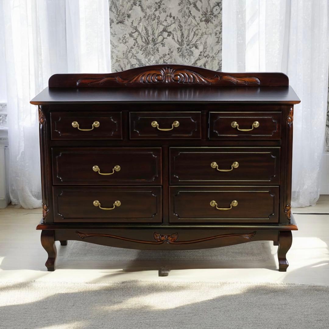 D 新品 チェスト 110cm アンティーク タンス リビング収納 衣類収納