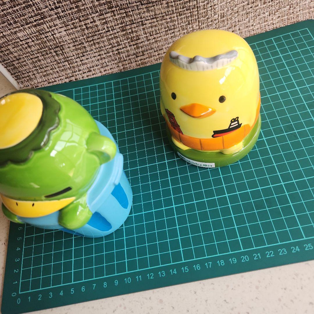 いまだにものごいかっぱ　貯金箱 陶器製 緑と青　バリィさん　セット　レトロ