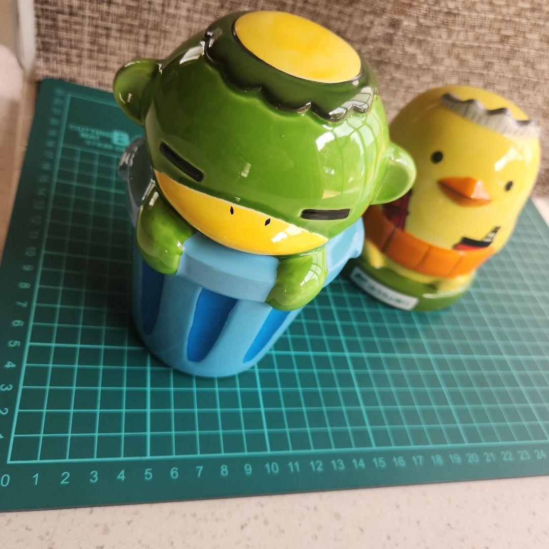 いまだにものごいかっぱ　貯金箱 陶器製 緑と青　バリィさん　セット　レトロ