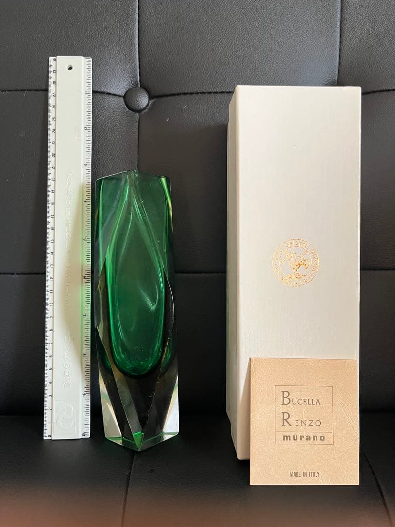 【美品】MURANO ITALY 花瓶 ムラーノガラス　ビンテージ　箱入り