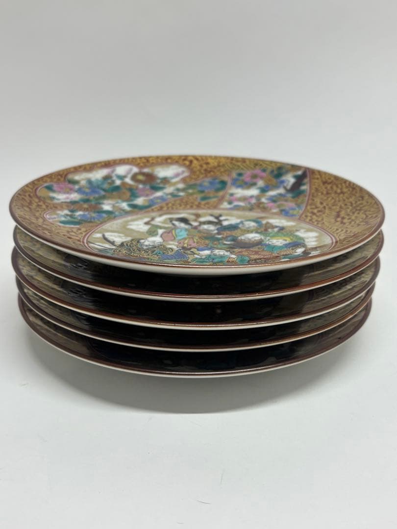 【美品】九谷焼　九谷庄三　七福神　絵皿　5枚まとめ