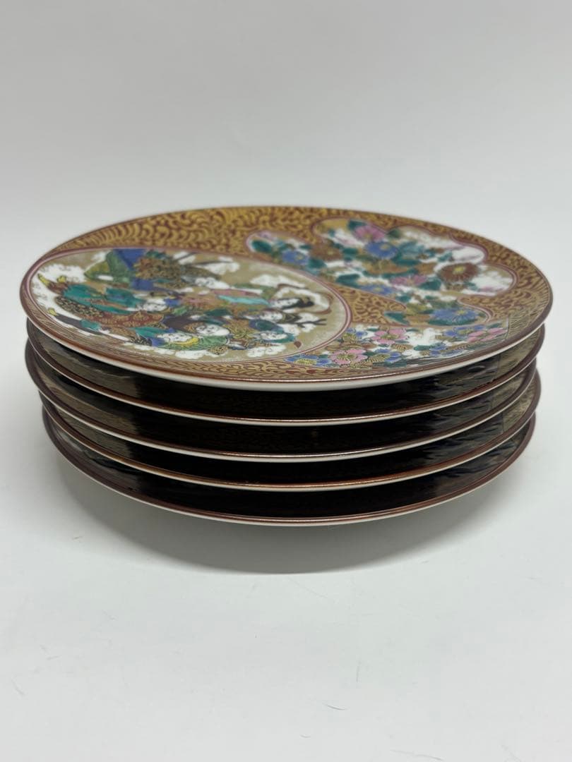 【美品】九谷焼　九谷庄三　七福神　絵皿　5枚まとめ