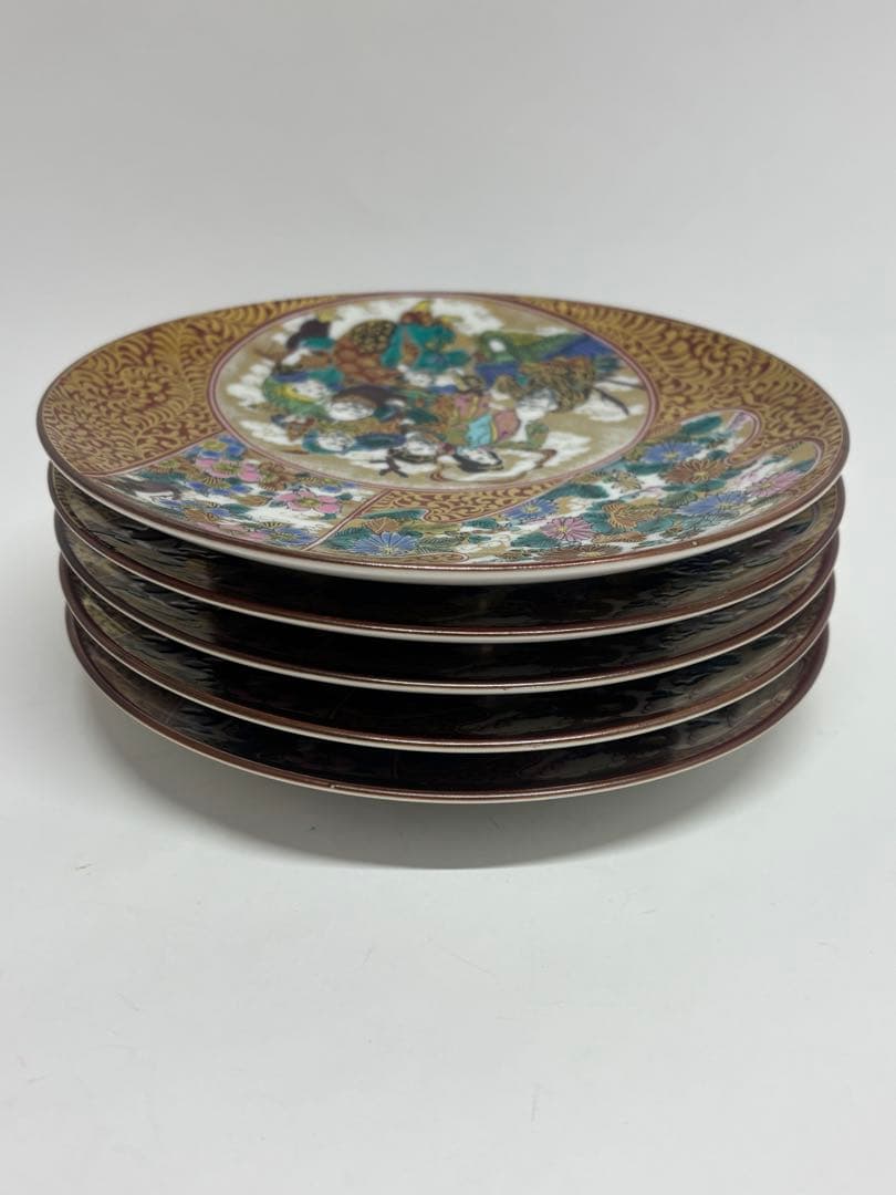 【美品】九谷焼　九谷庄三　七福神　絵皿　5枚まとめ