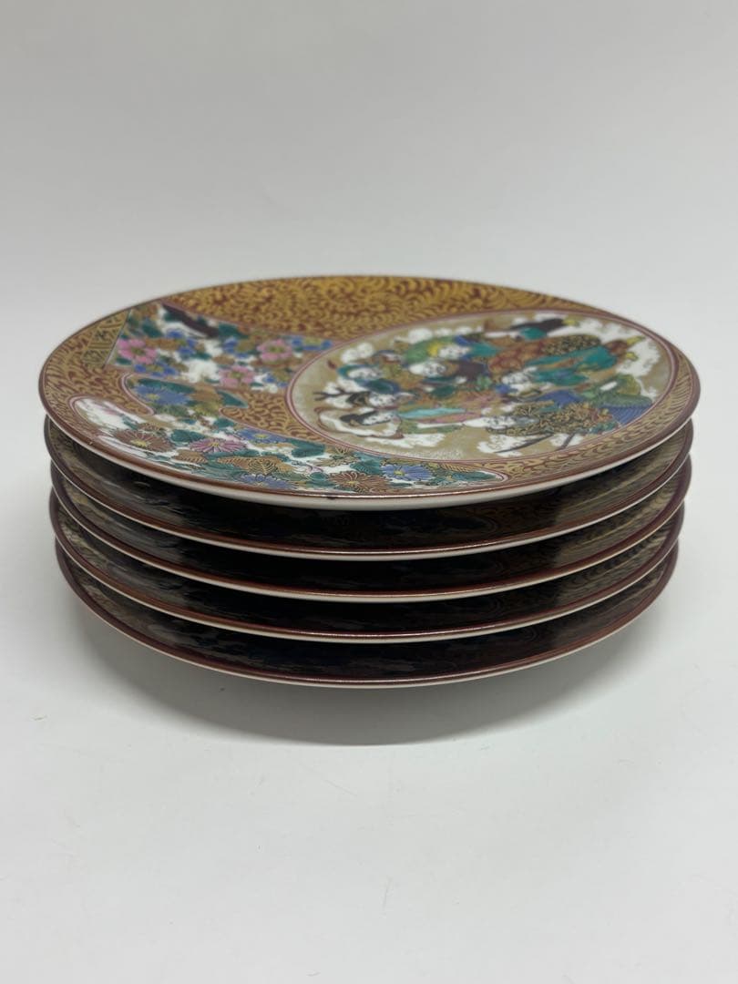 【美品】九谷焼　九谷庄三　七福神　絵皿　5枚まとめ