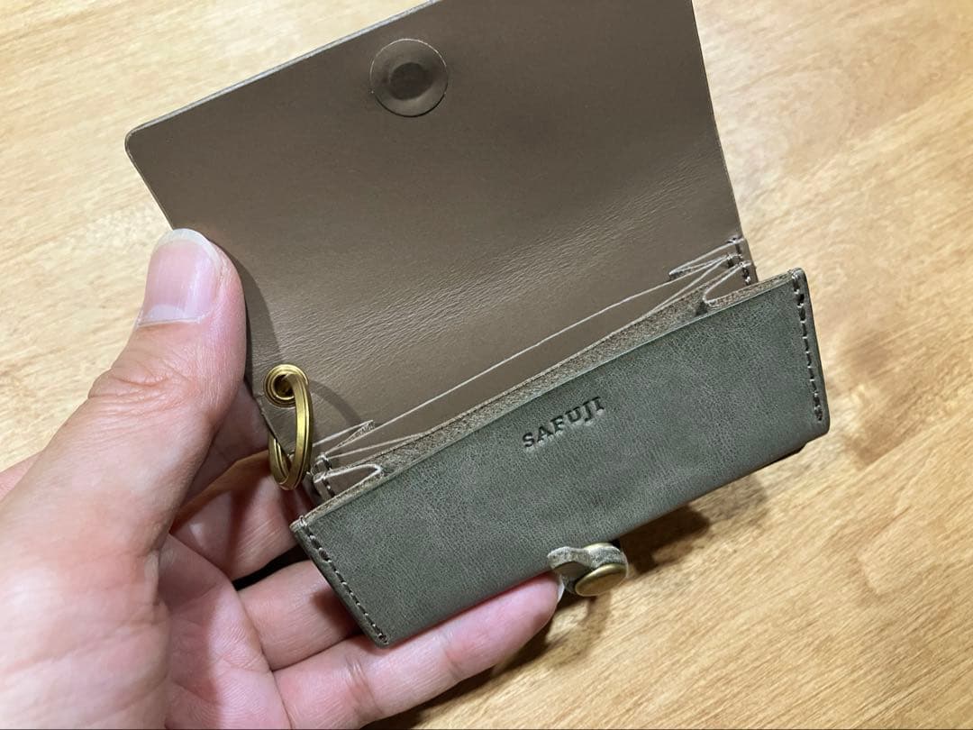 SAFUJI グレー レザー ミニ財布