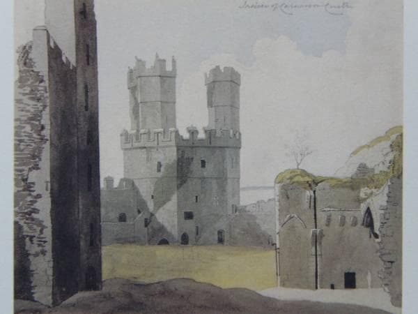 ウィリアム・デイ、カーナーヴォン城の内部からイーグル塔を見る