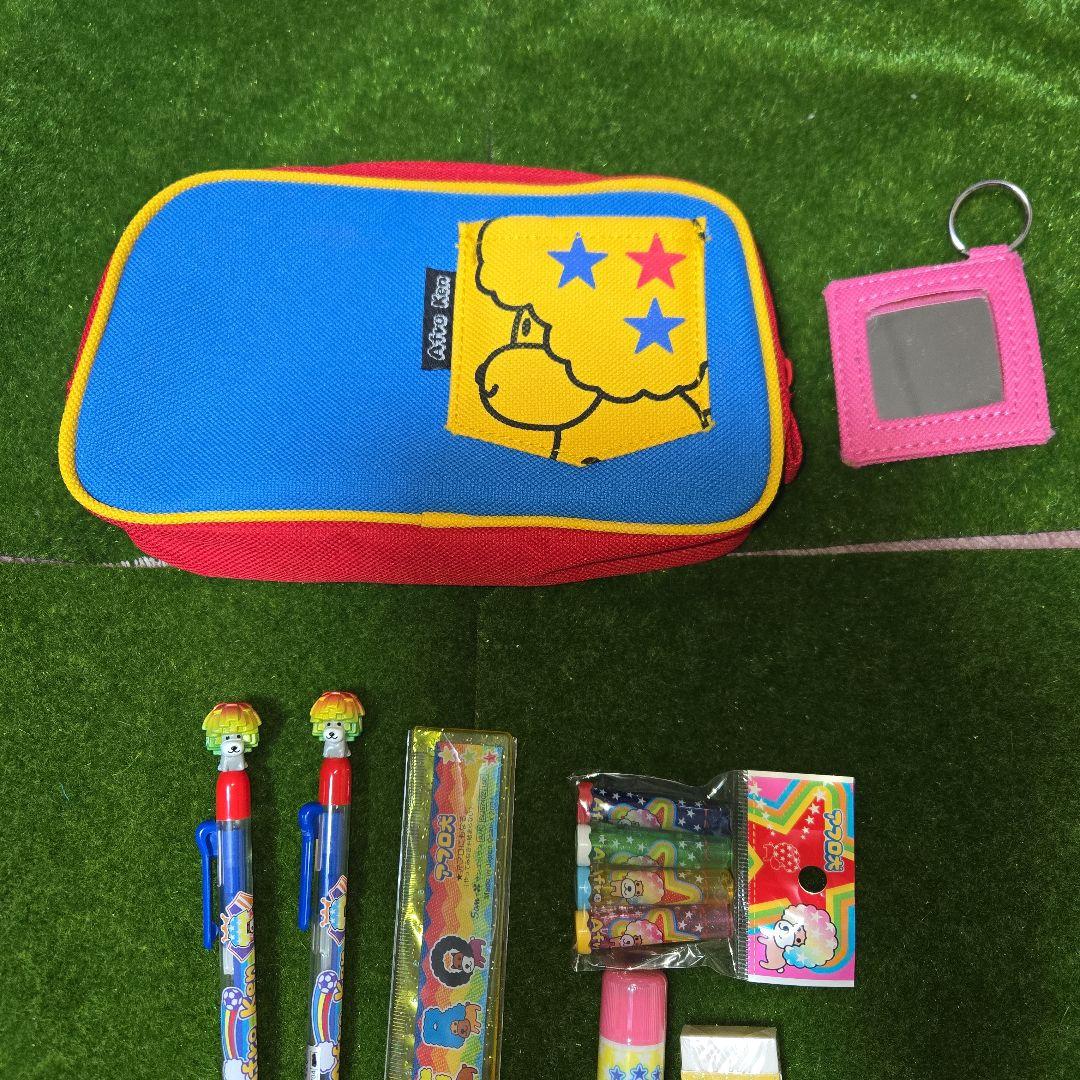 ☆新品☆ アフロ犬 文房具 ボールペン シャーペン 筆箱 消しゴム ⑦点セット