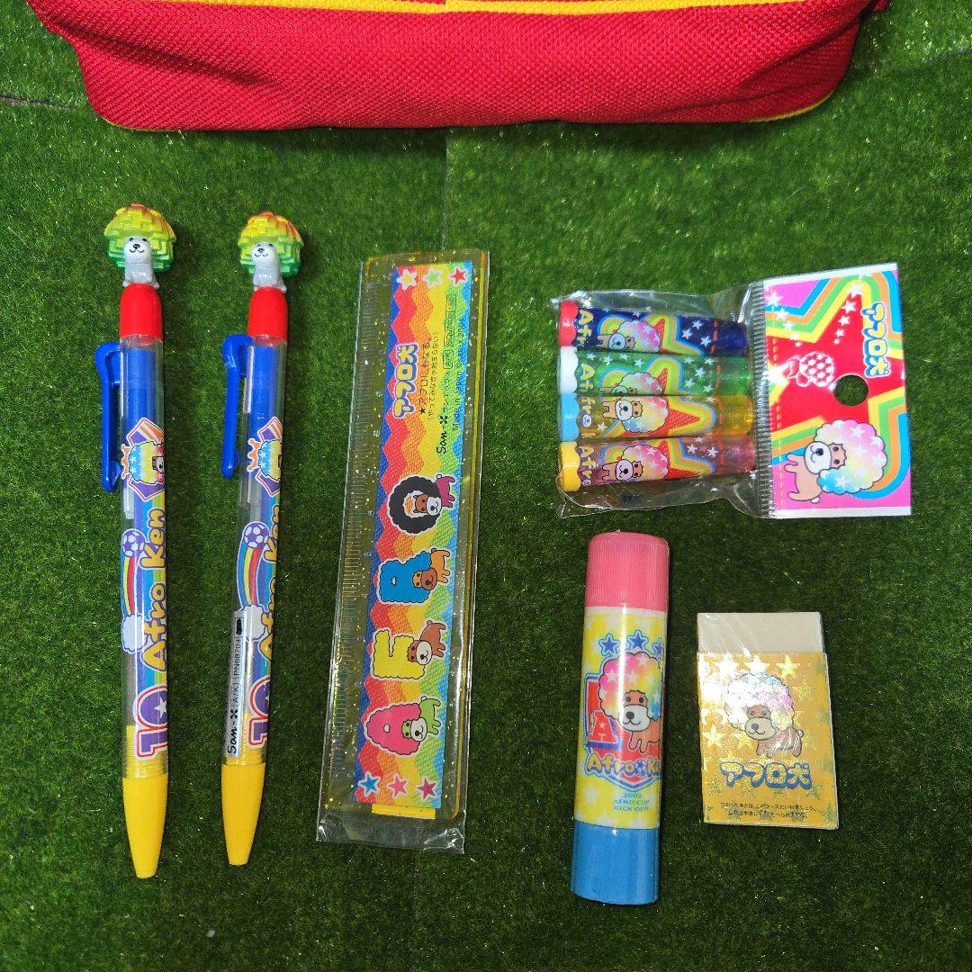 ☆新品☆ アフロ犬 文房具 ボールペン シャーペン 筆箱 消しゴム ⑦点セット