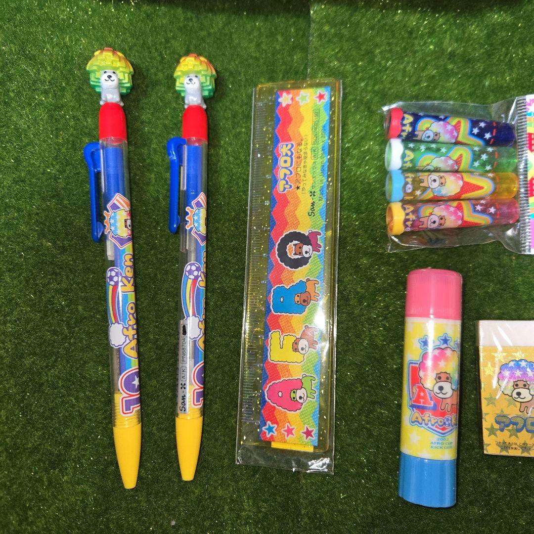 ☆新品☆ アフロ犬 文房具 ボールペン シャーペン 筆箱 消しゴム ⑦点セット
