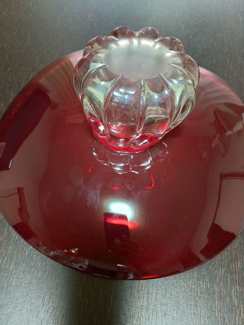 希少　アンティーク　ビンテージ　赤　レッドカラーガラス大皿　昭和レトロ