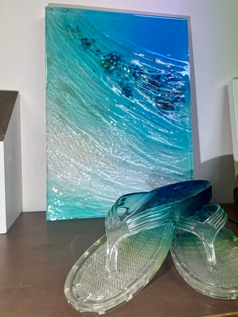 【波紋アート】Real Ocean／幻の島／42cm × 30cm／壁掛けアート