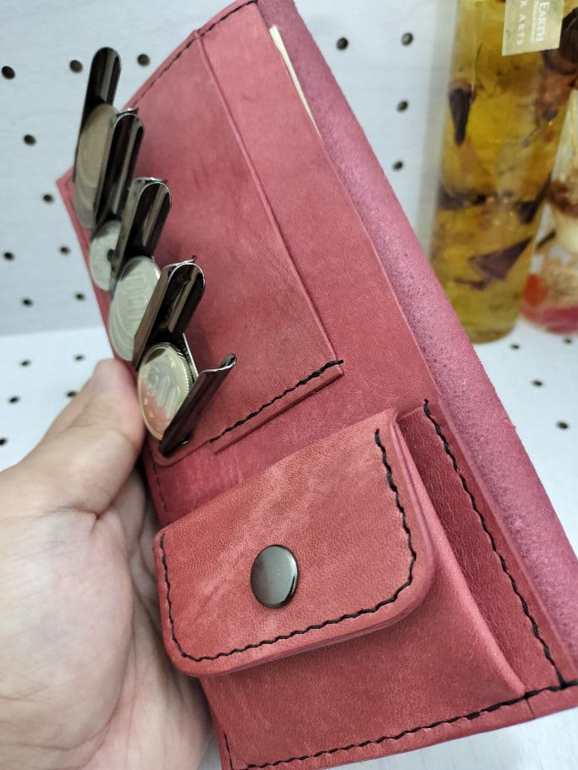 【訳あり：試作品】キャッチャー財布　本革財布　ハンドメイド　長財布