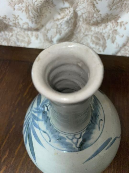 江戸中期　古伊万里　染付　葉文　徳利　花入　アンティーク