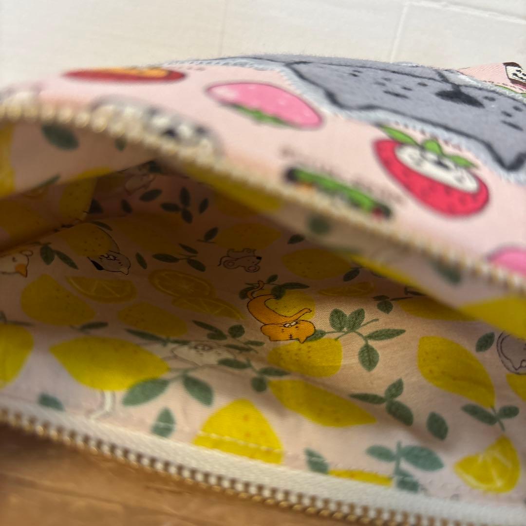 感謝価格　 新作生地　巾着　猫柄ハンドメイド　小物入れ　おやつ入れ