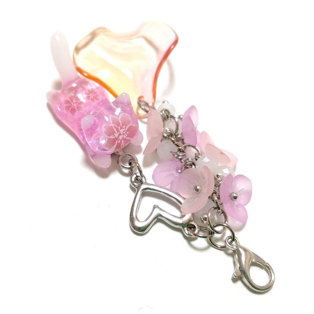 専用商品K-10132 ジャンピング猫チャーム(お花 ハート 花びら)