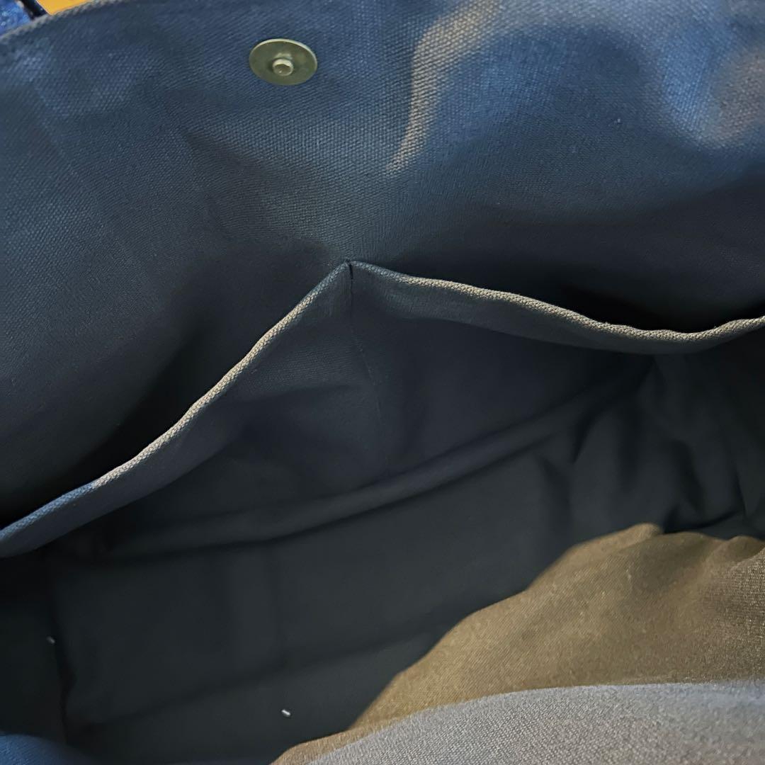 883.濃紺　特大　デニムリメイク サイドポケットトートバッグ　ジージャン