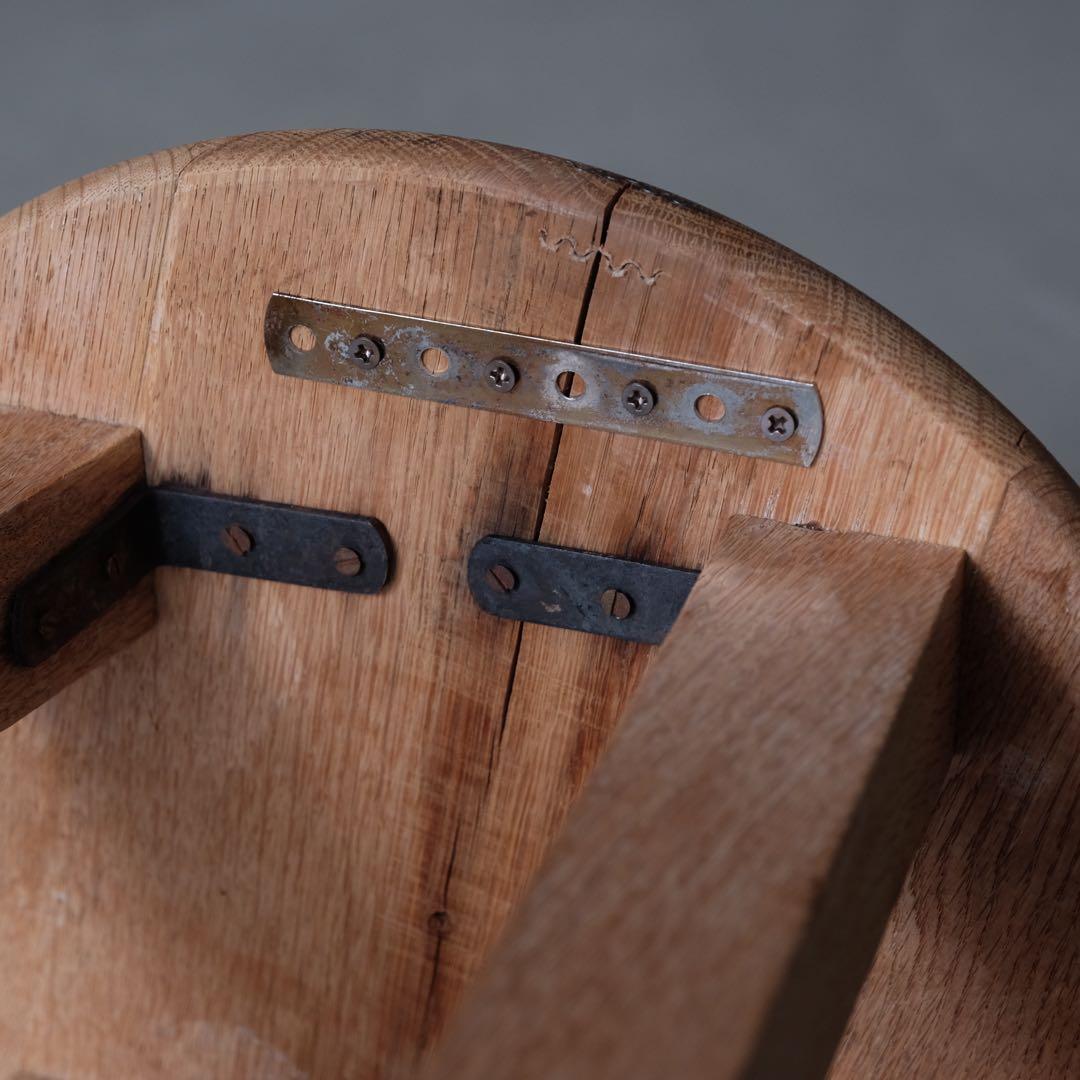 楢材 古い丸椅子　スツール チェア 古家具 古道具 アンティーク 昭和レトロ