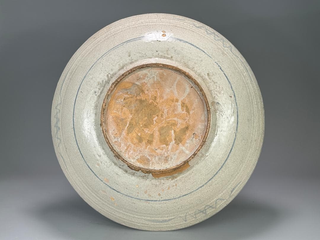 中国美術　16世紀頃　明代　明時代　青花花鳥文大盤　染付大皿　 唐物　安南大皿