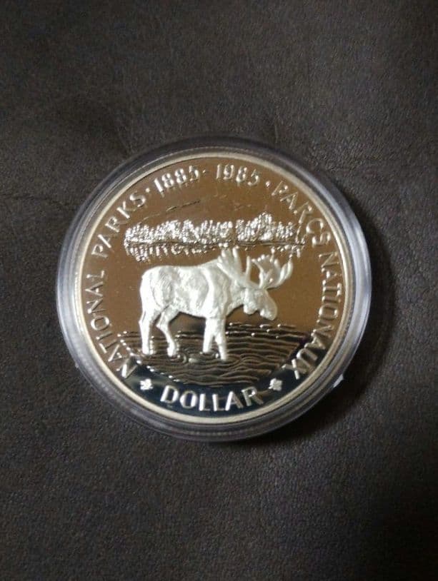 ぎ*ん様 1985年 カナダ銀貨 国立公園開園100周年記念銀貨 1ドルプルーフ