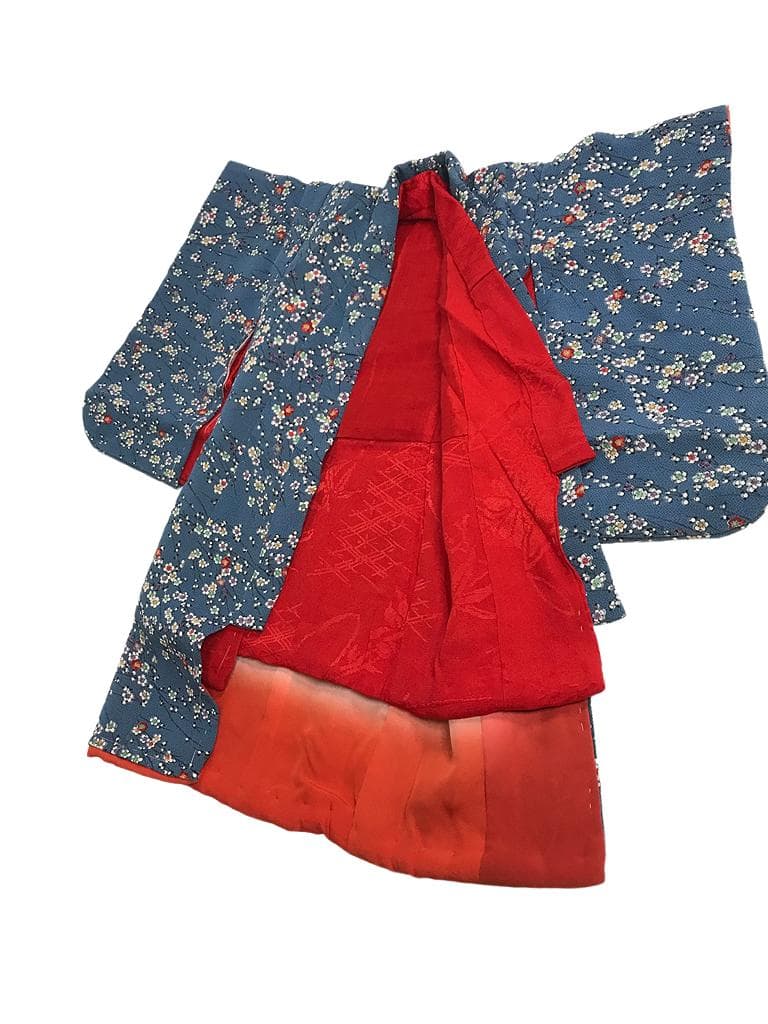 【未使用品】和人形の着物 古布 大人の着物からのリメイク 梅の衣 小紋