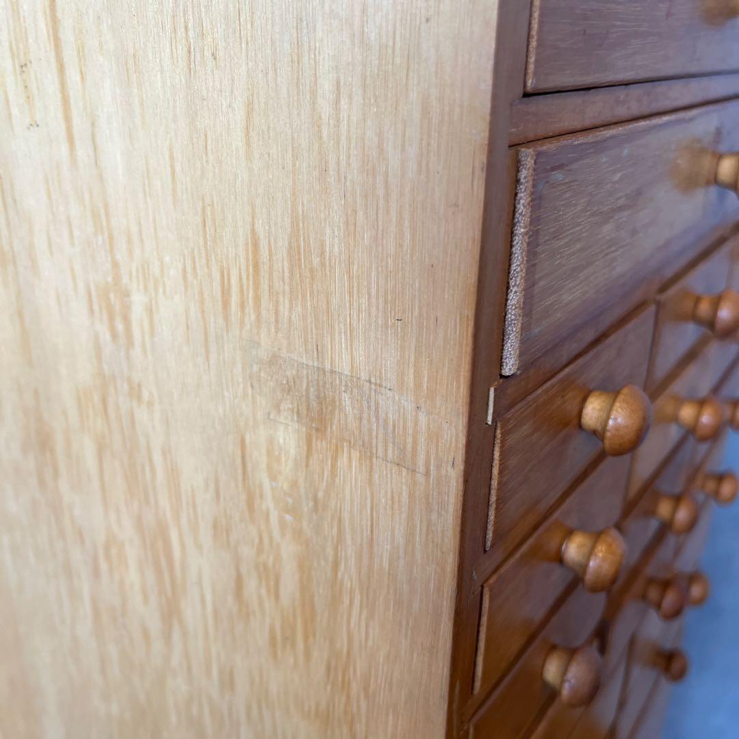 ヴィンテージ　天然木　小引き出し　レトロ　多段チェスト