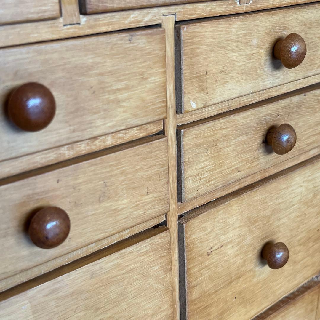 ヴィンテージ　天然木　小引き出し　レトロ　多段チェスト
