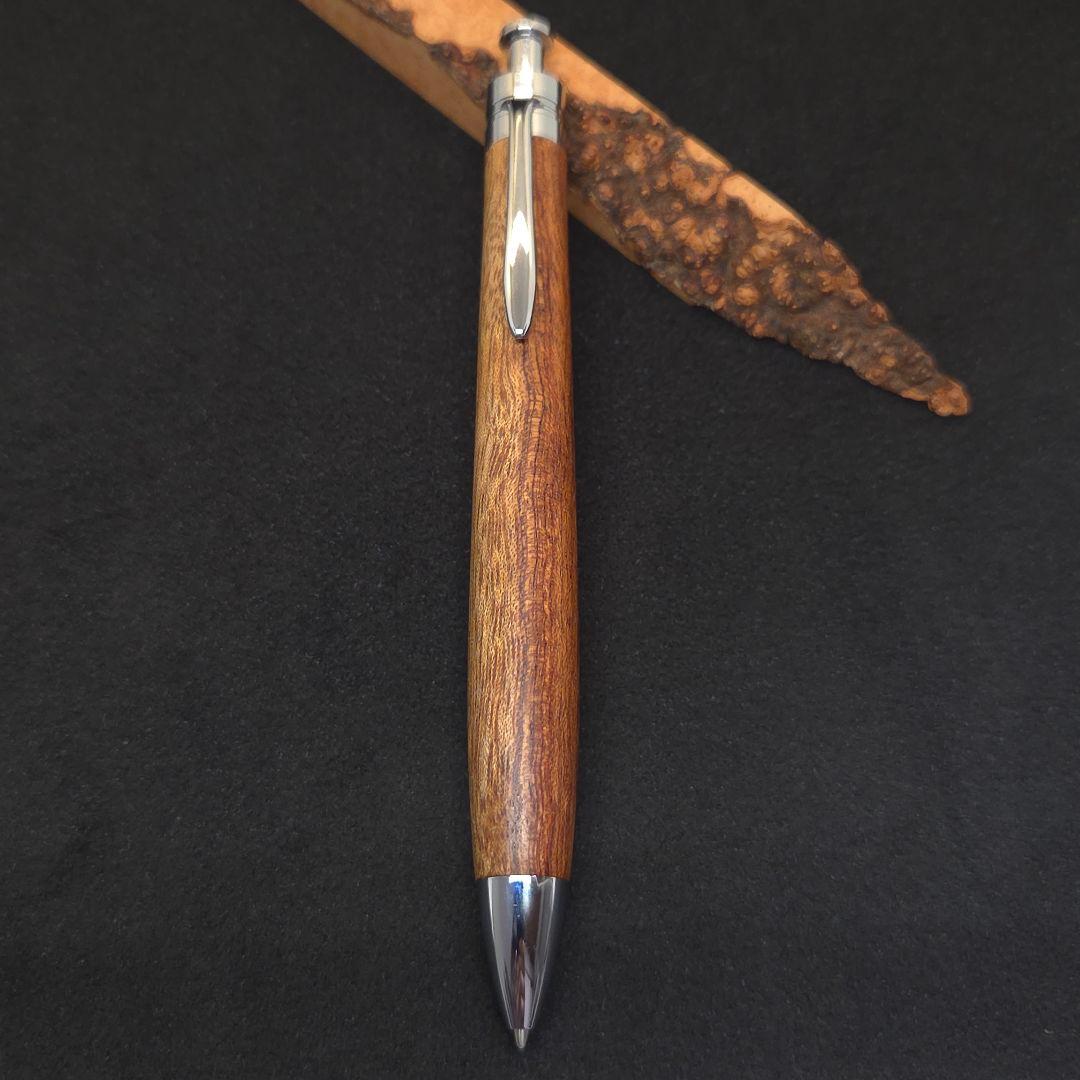 No.17ハンドメイド木軸シャーペンブビンガ紅白