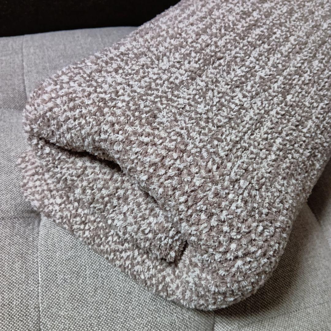 無印良品 モール糸使い ニット毛布 ベージュ シングル ブランケット