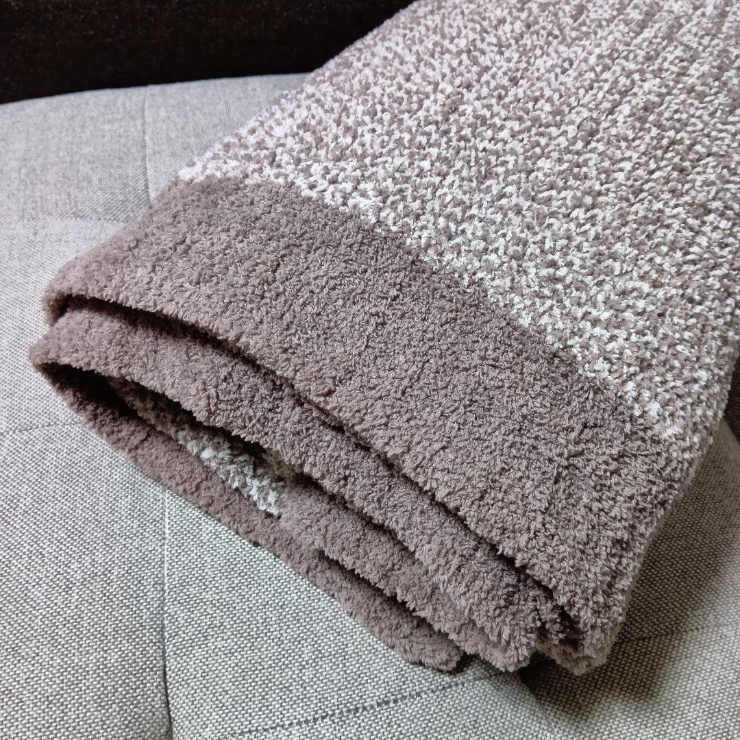 無印良品 モール糸使い ニット毛布 ベージュ シングル ブランケット