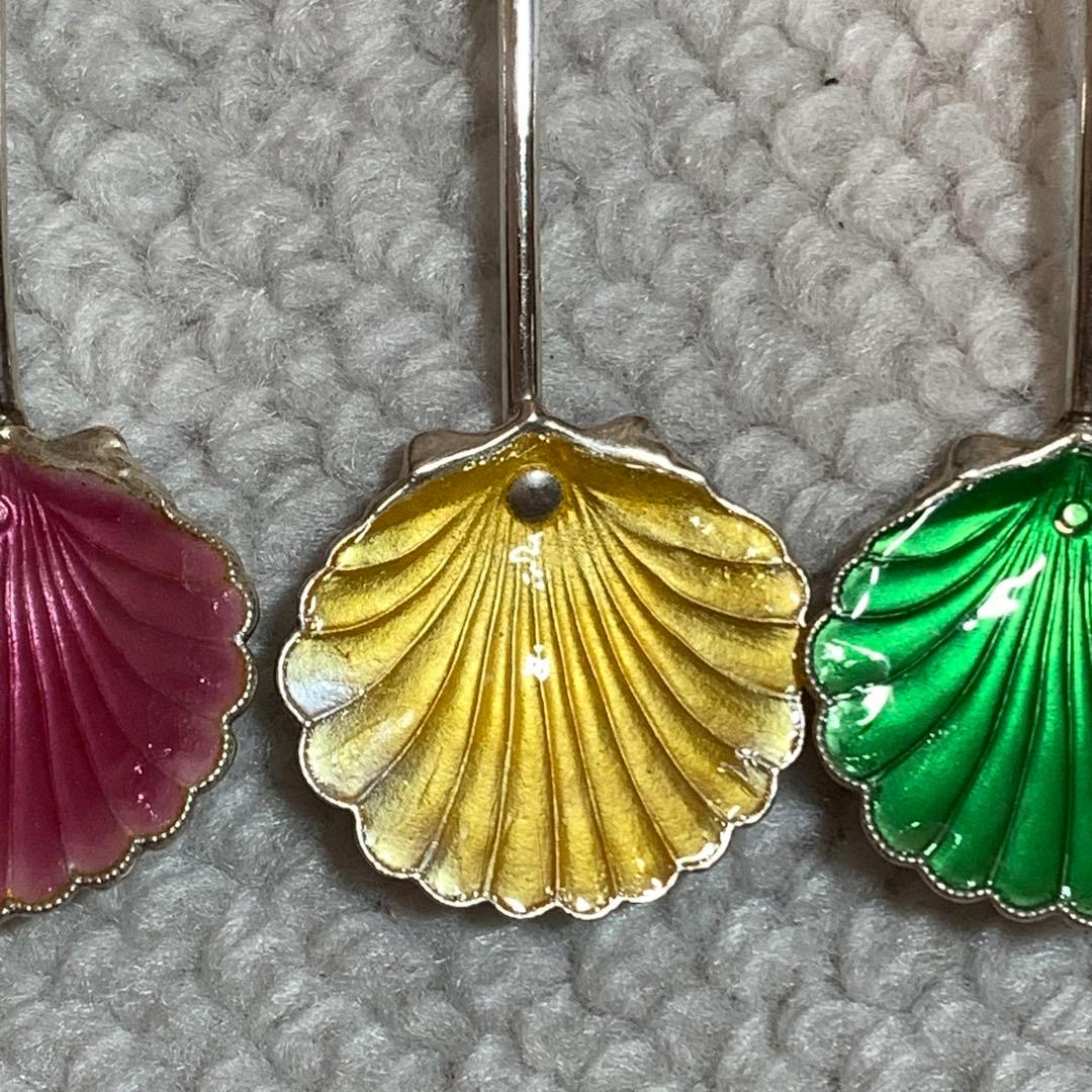 バーナード・インストーン　ギョーシエ・エナメル製　デミタススプーン　6色セット