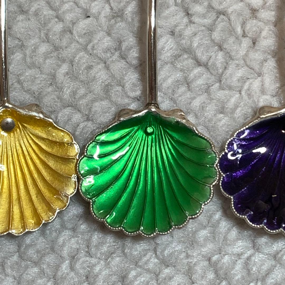 バーナード・インストーン　ギョーシエ・エナメル製　デミタススプーン　6色セット