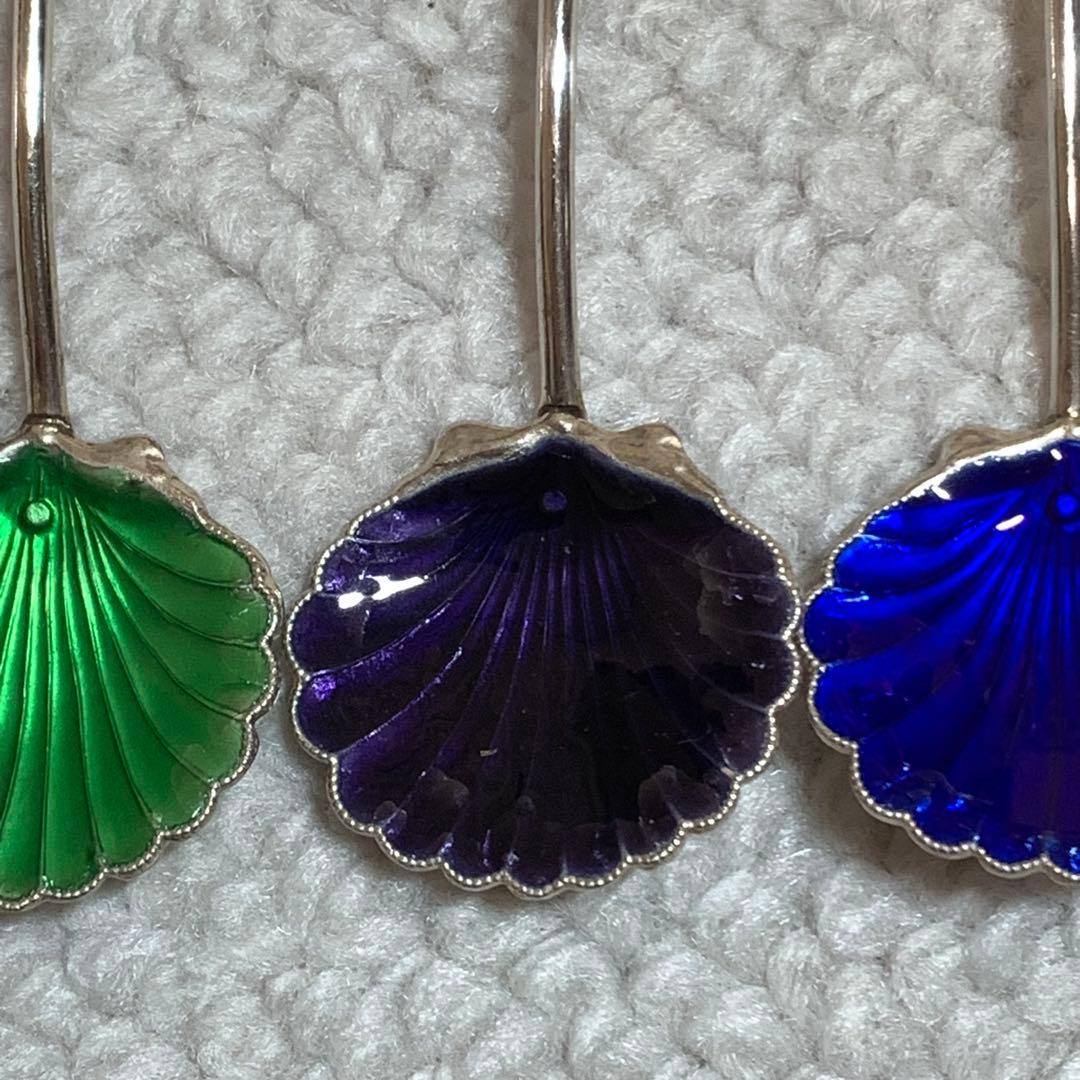 バーナード・インストーン　ギョーシエ・エナメル製　デミタススプーン　6色セット