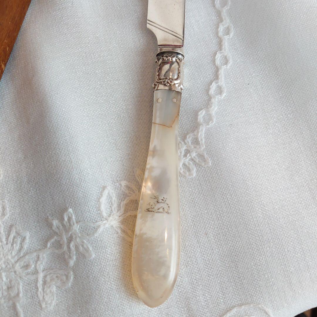 白蝶貝　純銀　マザーオブパール　カトラリー　ナイフ　フォーク　アンティーク