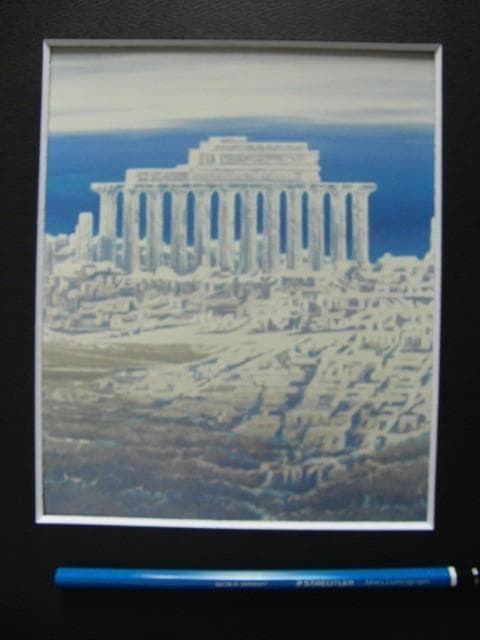 松浦 安弘 【セリヌンテの海】 希少画集画、状態良好、新品高級額装付
