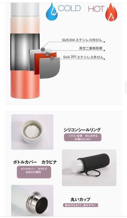 Sfit 保温・保冷両用 超スリム ステンレス ミニ マグボトル 140ml