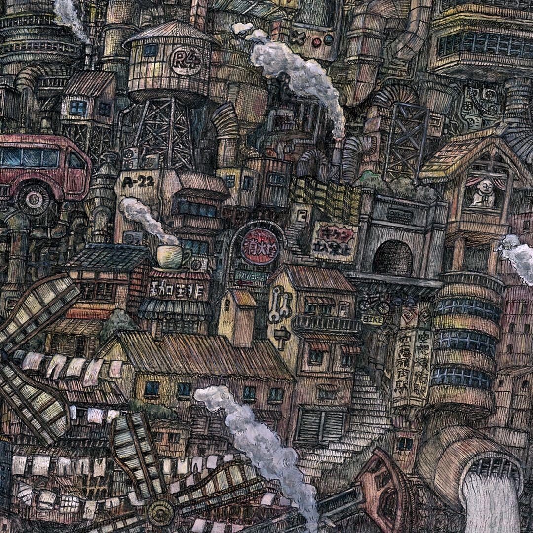 【原画】「共存」ペン 水彩画