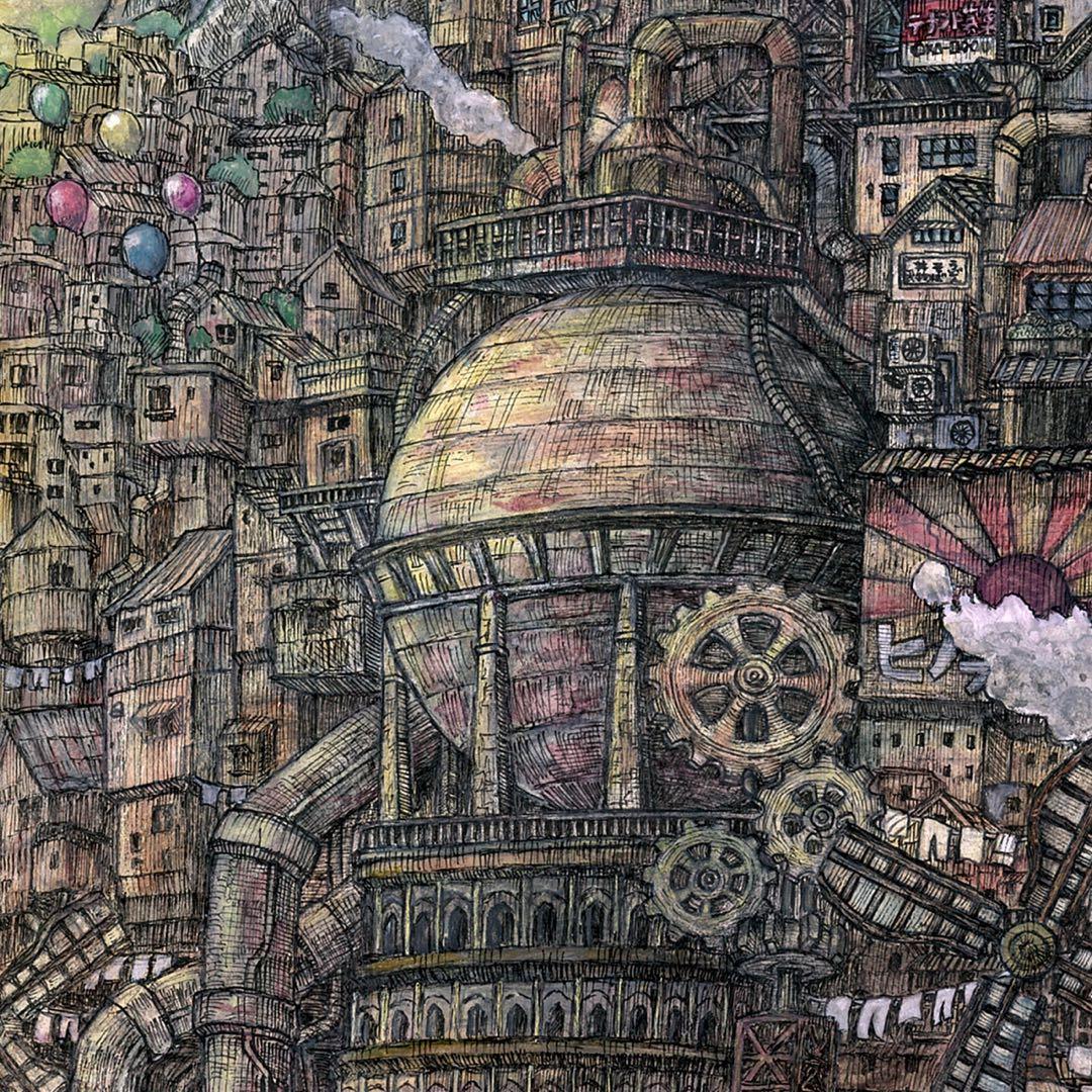 【原画】「共存」ペン 水彩画