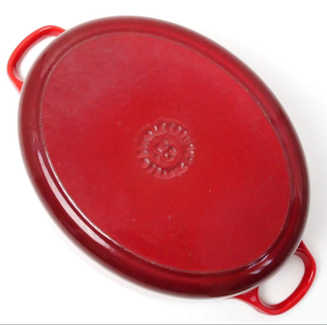 【美品】LE CREUSET　ココット オーバル　チェリーレッド　25cm