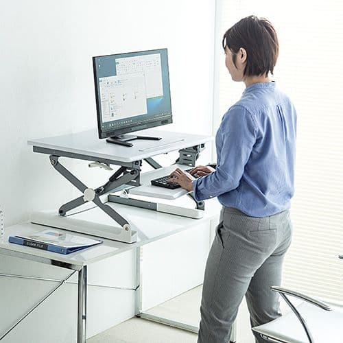 美品　スタンディングデスク　ガス圧上下昇降　サンワサプライ　EZ1-MR118