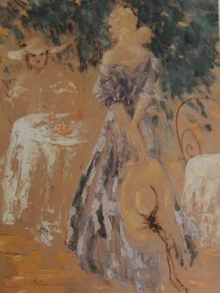 ルイ・イカール、お茶の時間、希少限定画集より、新品高級額装付