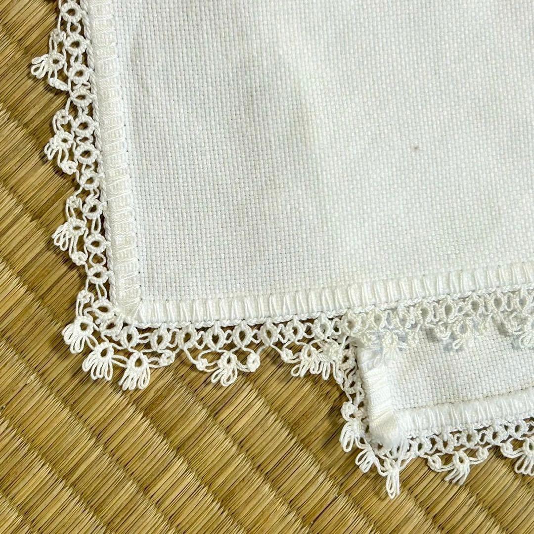 ※ハンドメイド※ 蝶の刺繍 テーブルクロス　戸塚刺繍　タティングレース