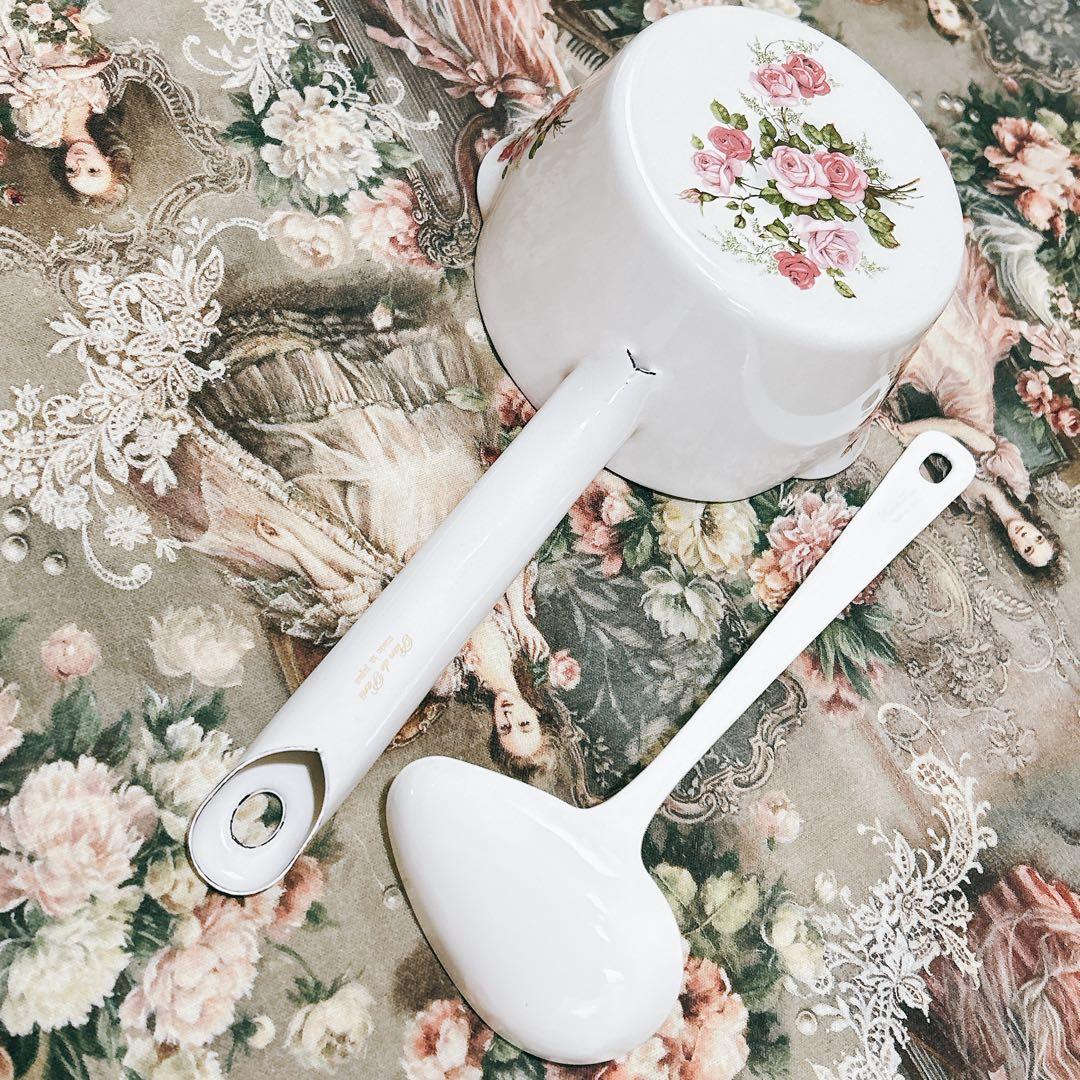 新品 琺瑯 ミルクパン レードルセットプランドパリ/ イマン imane マニー