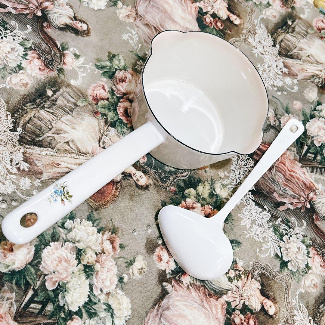 新品 琺瑯 ミルクパン レードルセットプランドパリ/ イマン imane マニー