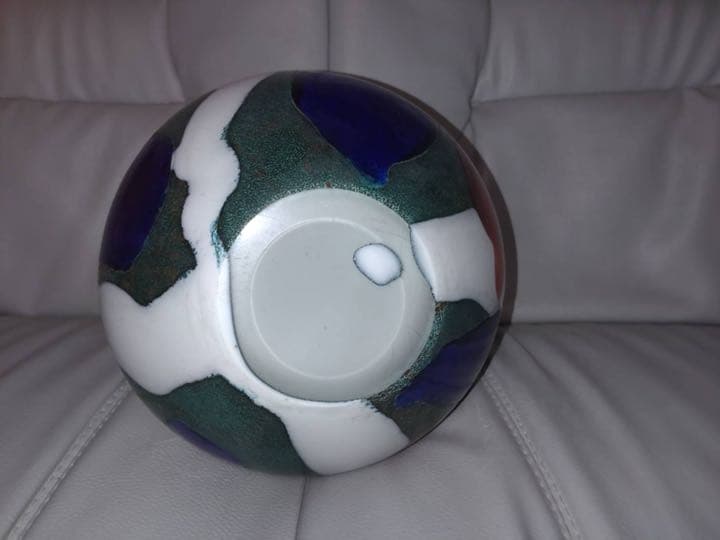 昭和レトロ　花瓶　ガラス製　マーブル模様の花瓶  レアな花瓶