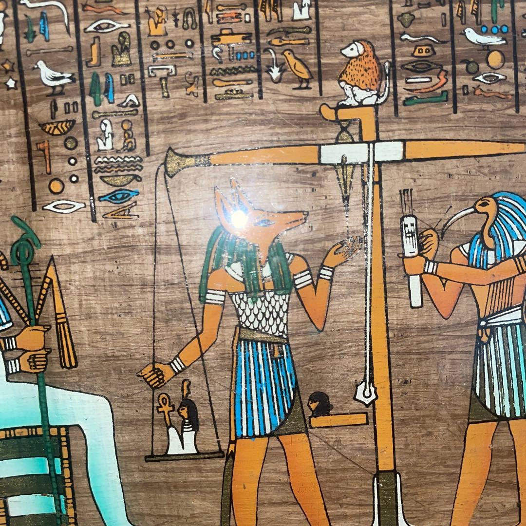 エジプト購入 パピルスアート 額付き 壁画風 インテリアパピルス画 額付き