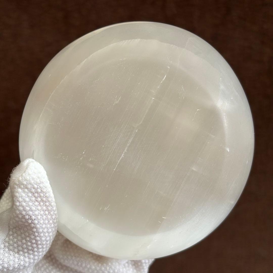 高品質　セレナイト　器　天然石皿　ヒーリング　細石入れ　透石膏　456g
